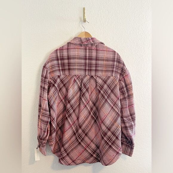 ANTHROPOLOGIE Hudson Plaid Shirt Jacket tweed Shacket NWT Large - Picture 6 of 10